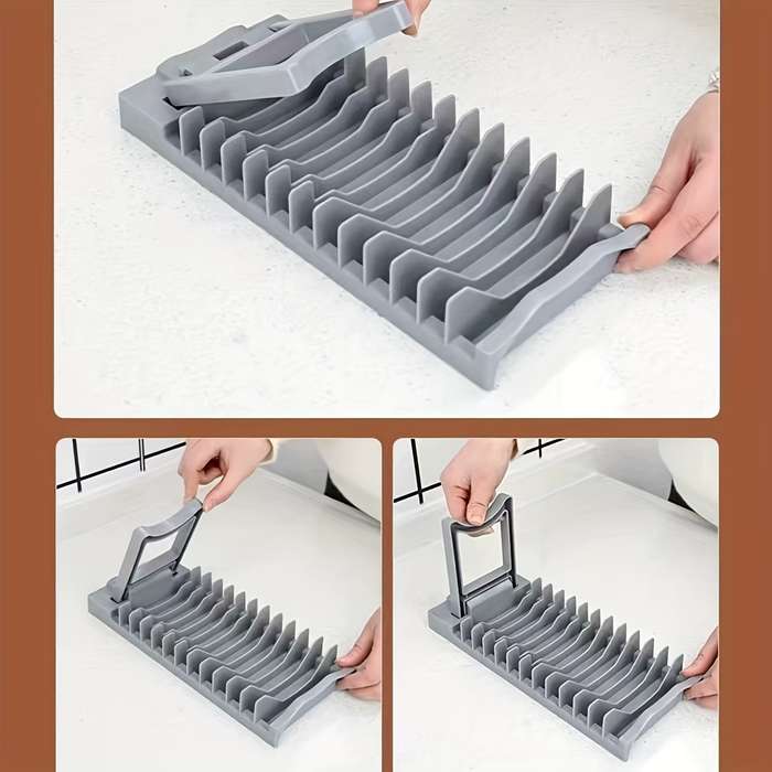 1pc Foldable Dish Rack   Space-Saving Plastic Kitchen Organizer for Countertops and Cabinets   Mult