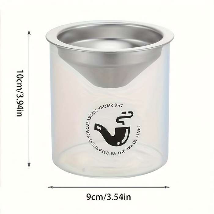 1pc Vintage Round Glass Ashtray with Lid Stainless Steel Funnel Creative Office Home Ashtray
