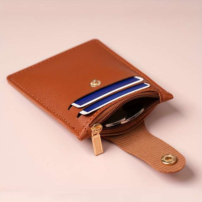 1pc Solid Trendy Card Holder Buckle Vertical Design For Traveling Shopping