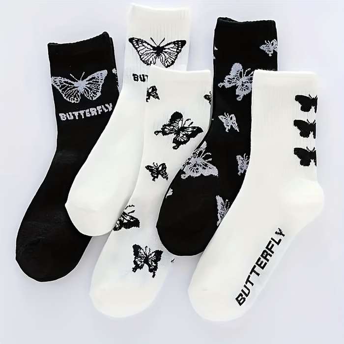 5 Pairs Mixed Color One Size High Elastic Socks