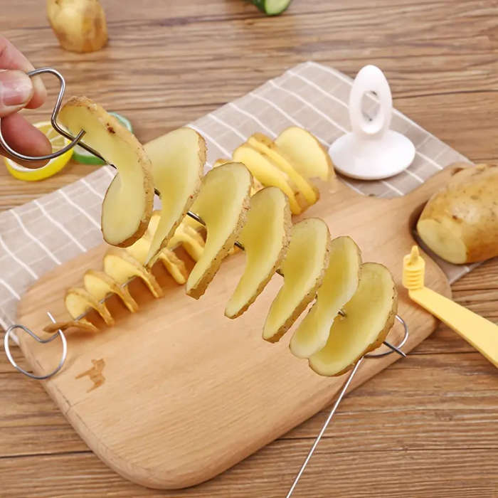 6 Piece Stainless Steel Spiralizer Set - Multi-Functional Manual Vegetable Cutter