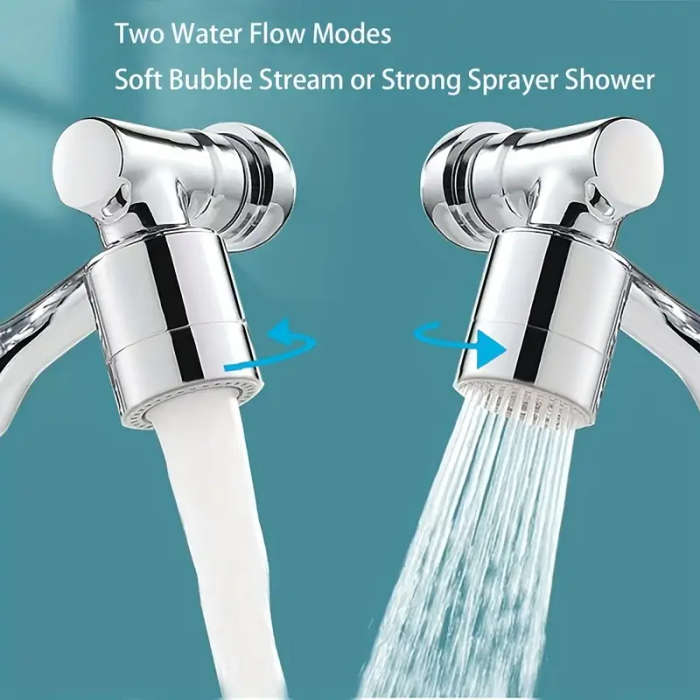 1080° Swivel Bathroom Faucet Nozzle In Silver Design
