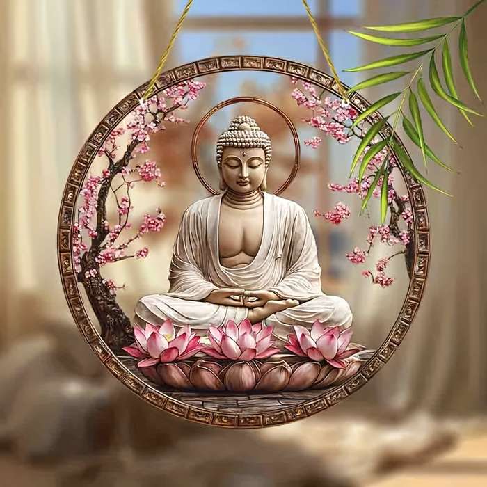 1pc 2D Flat   Acrylic Buddha Garden Garden Suncatcherss 22.86cm x 22.86cm Stained Window Han
