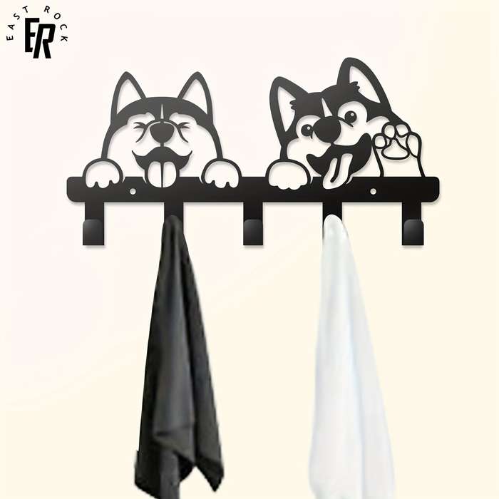 1pc Adorable Metal Dog-Themed Key Holder Rust-Resistant Wall-Mounted Multi-Functional Ho