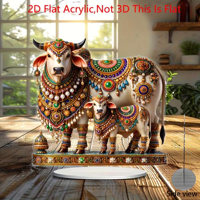 1pc 2D Flat   Bohemian Style Rich Cow Pattern Decorative Plaque Signage Home And Holiday Decorat