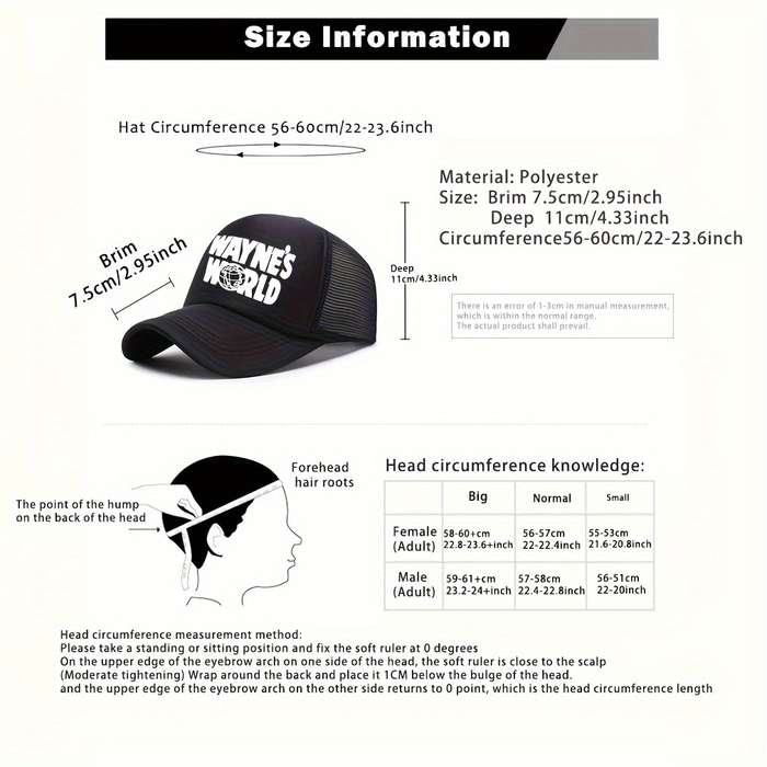 1pc Wayne'S World Hat Embroidered Wayne'S World Baseball Cap Dad Hat for Halloween Cosplay Costum