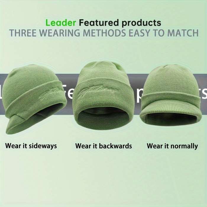 1pc Vintage-Inspired Embroidered Beanie with Brim Perfect for Casual Attire Outdoor Adventures