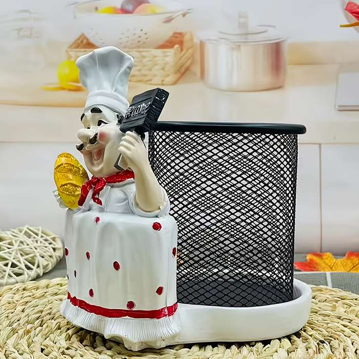 1pc Cartoon Chef Stainless Steel Towel Holder Polished Metal Kitchen Decor with Welcome Sign