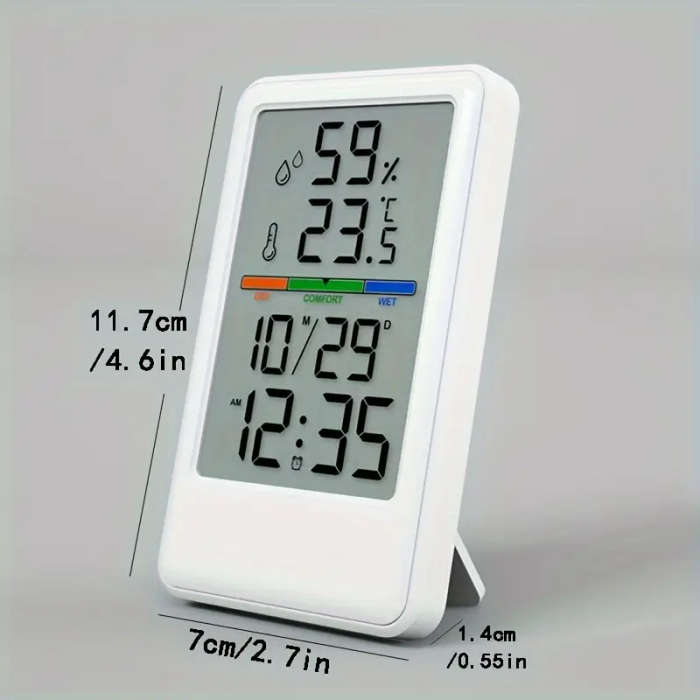 1pc Digital Hygrometer Thermometer Alarm Clock High Precision LCD Climate Indicator With Calibration