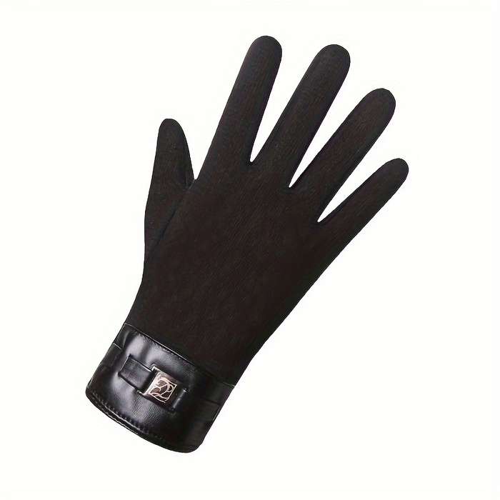 1 Pair Black Warm Gloves