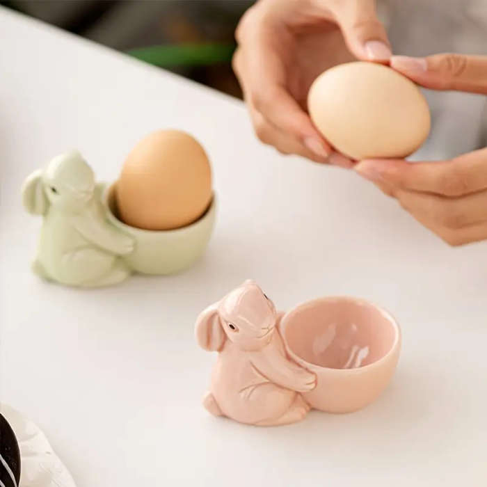 Ceramic Rabbit Egg Cup Holder