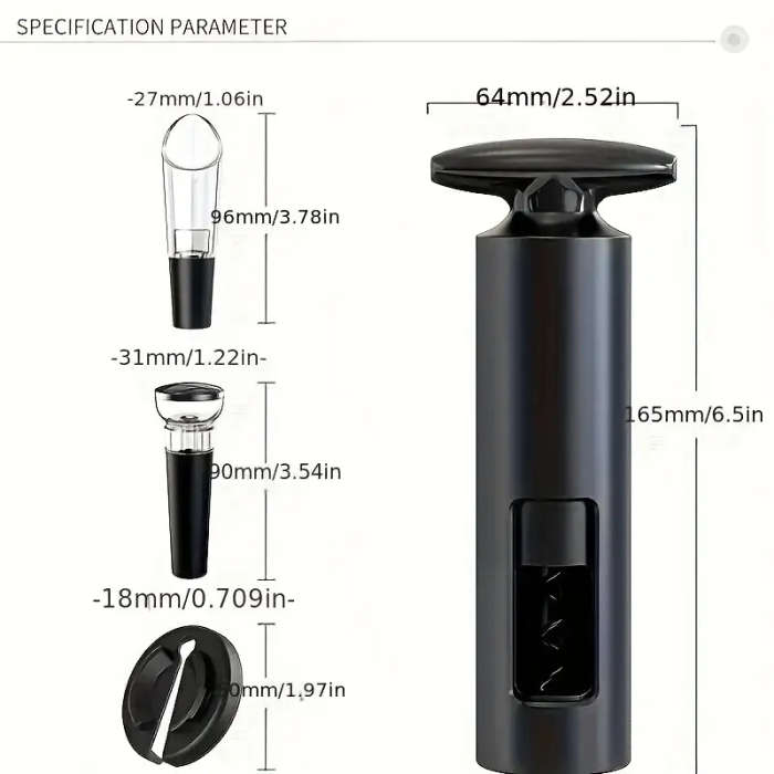 Self-Pull Pump Wine Opener Set with Wine Stopper Pourer and Foil Cutter Plastic Handy Bar Party Acce