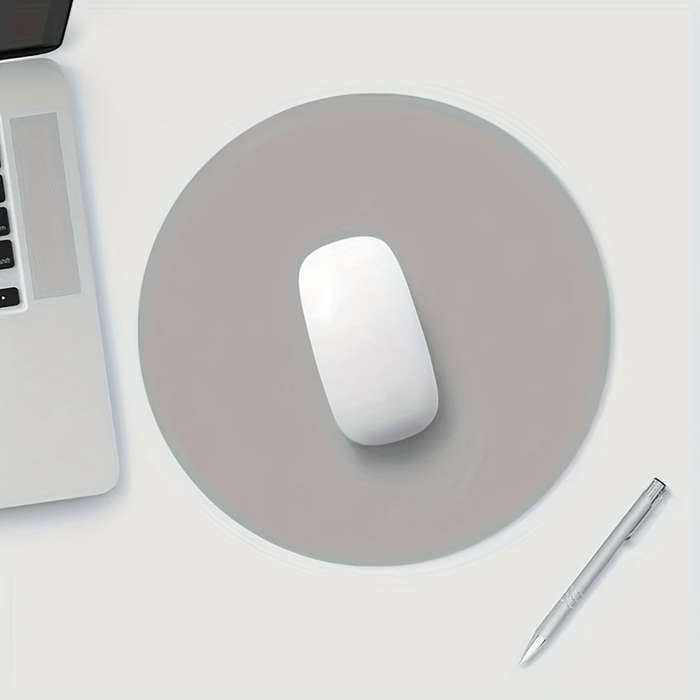 1pc Round Faux Leather Mouse Pad Sleek Black Smooth Surface for Precision Tracking