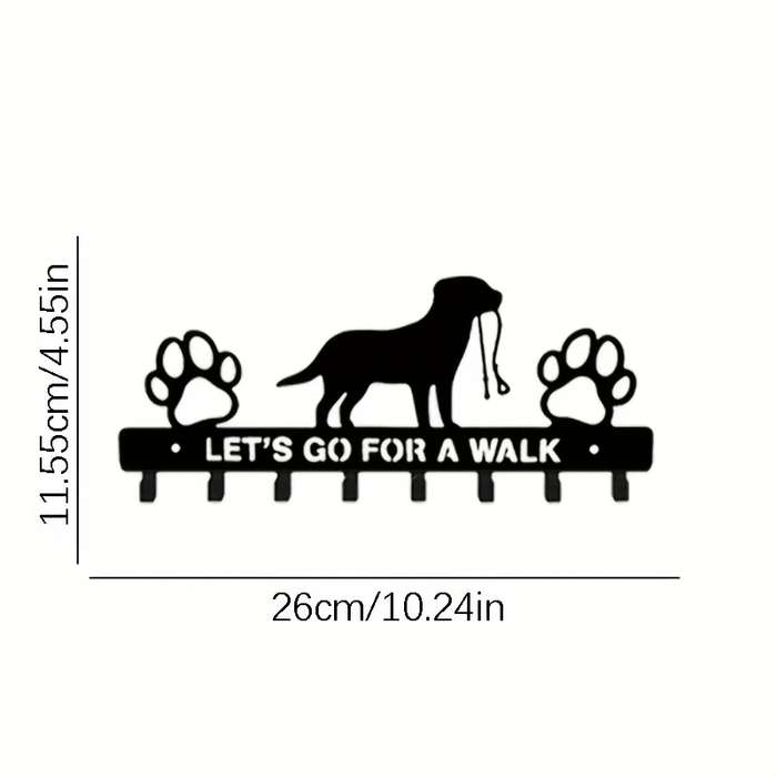 Contemporary Metal Dog Silhouette Key Hook Rack with Paw PrintsWall Mounted Key Holder for Entryw