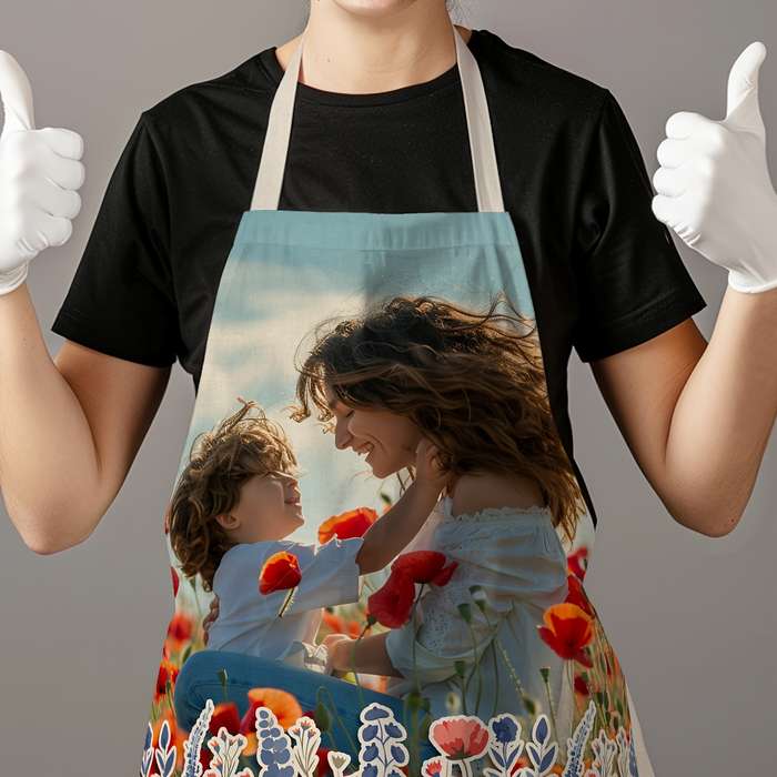 1pc Custom Photo Apron Personalized Kitchen Dining Wear for Mother's Day Birthdays Anniversar