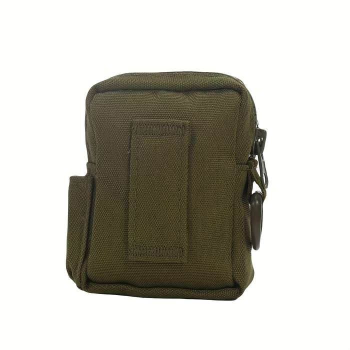 1pc Outdoor Canvas Waist Bag Black Oxford Cloth Secure Zippered Coin Pouch with Clip Durable