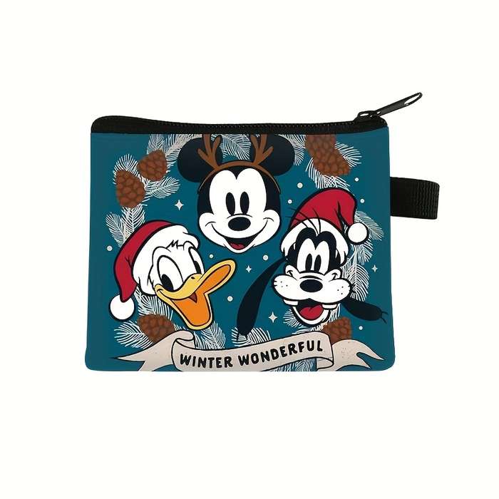1pc Minnie Mouse Mini Coin Pouch Cute Zippered Cartoon Bag with Playful Design Polyester Materia