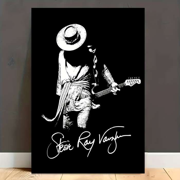 1pc Stevie Ray Vaughan Canvas Poster 30.48x45.72 cm Frameless Guitarist Art Print Black White