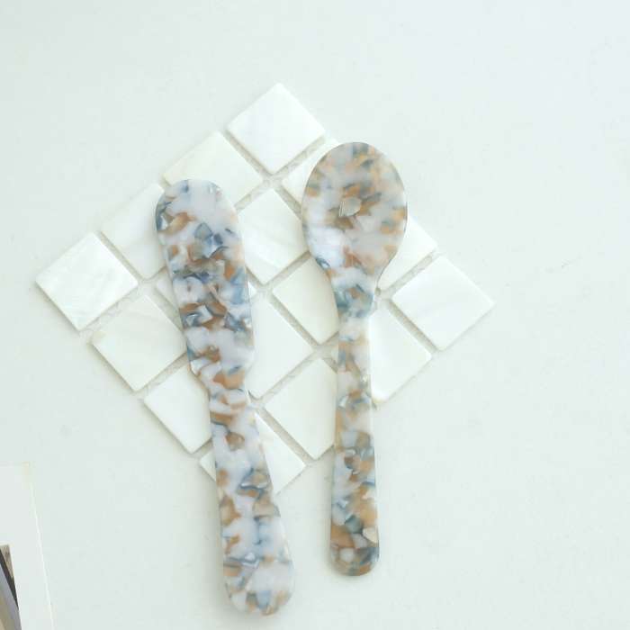2pcs Acrylic Spoon and Butter Knife Set Shatter Resistant PMMA Kitchenware Light Purple Ivory