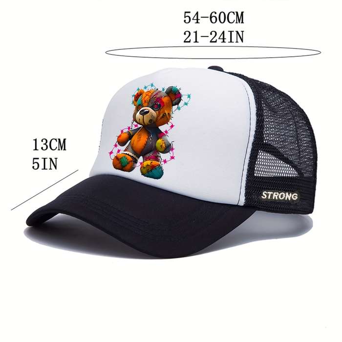 1pc Multicolored Bear Print Baseball Cap for Street Style Perfect for Parties And Outdoor Sun Prot