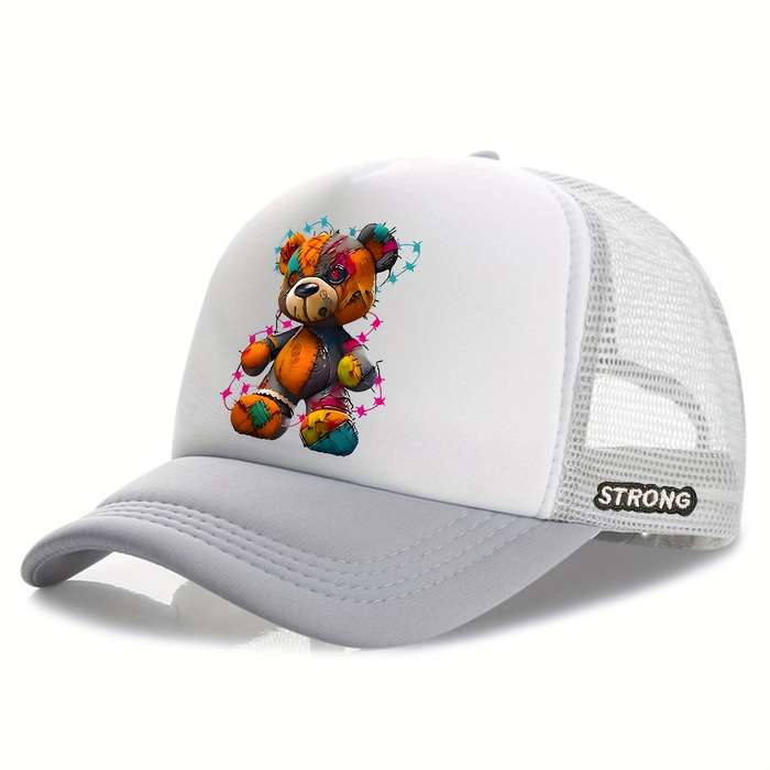 1pc Multicolored Bear Print Baseball Cap for Street Style Perfect for Parties And Outdoor Sun Prot