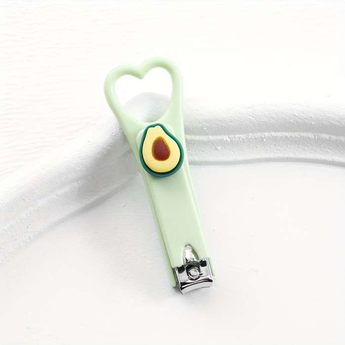 1pc Cute Avocado Heart Nail Clippers Mini Portable Design with Splash-Proof Feature Green