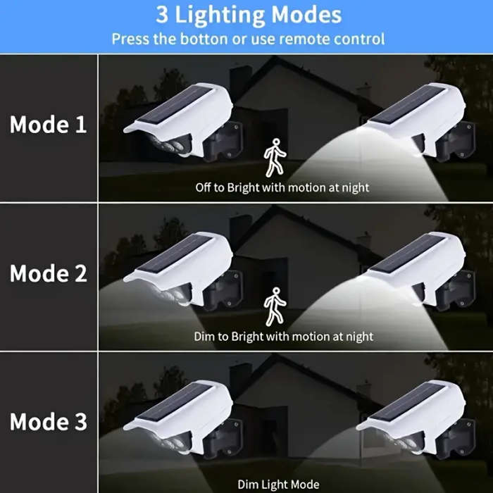 Outdoor Simulation Monitoring Light, Solar Sensor Light, Highly Sensitive Motion Sensor, No Wiring N
