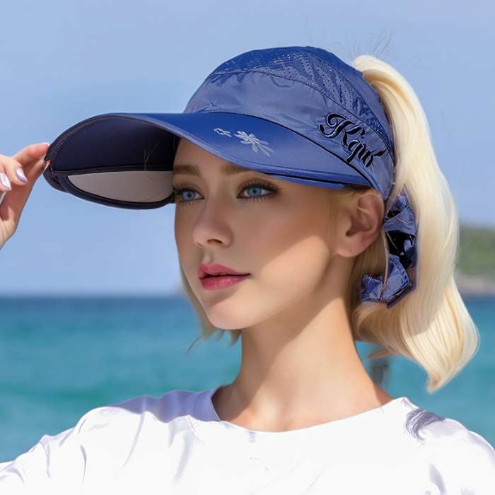 1pc Women's Adjustable Sun Visor Baseball Cap UPF Sun Protection Breathable Mesh Back Wide Brim