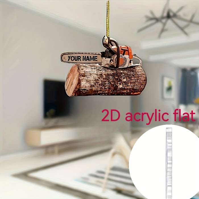 1pc 2D Flat  Car ornaments Bold Design Acrylic Chainsaw Ornament- Car Rearview Mirror Hanging