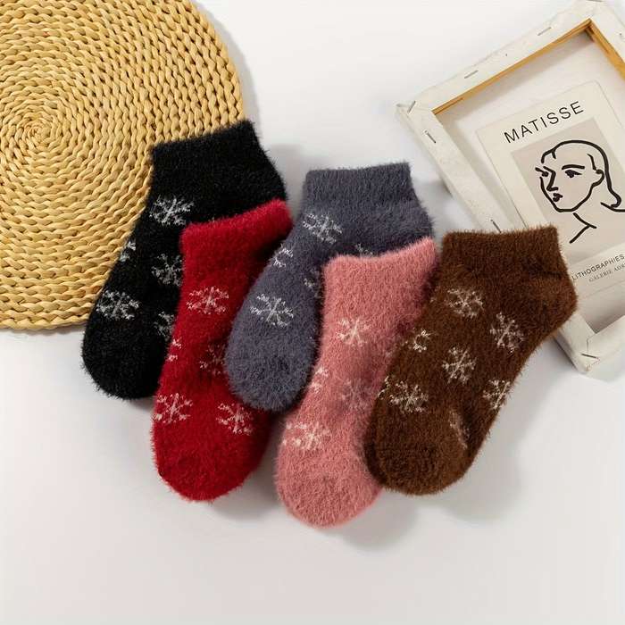 Sock 5 Pairs Of Snowflake Series  One Size