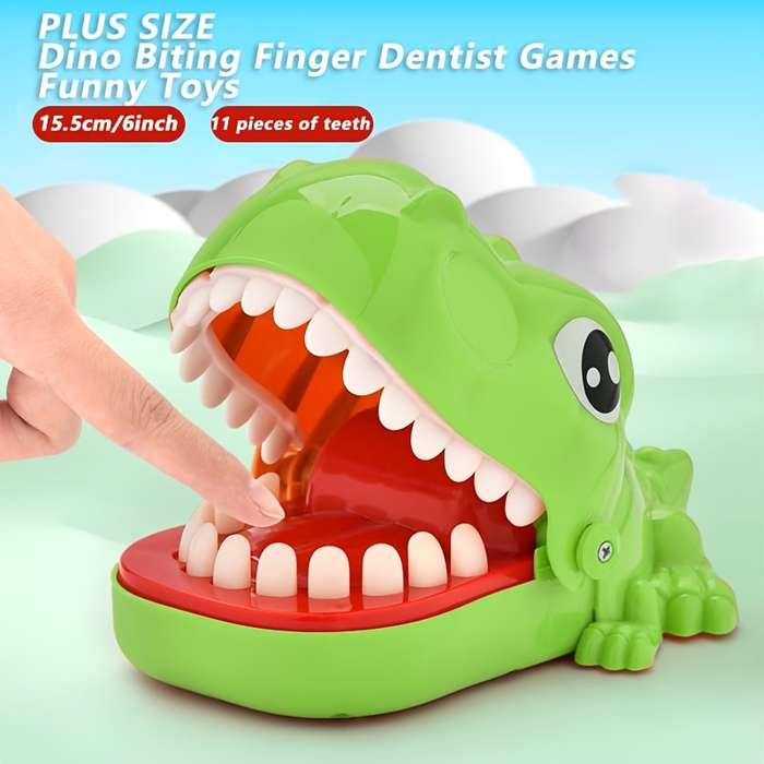 1Pc Green Hilarious Dinosaur Finger Biting Toy