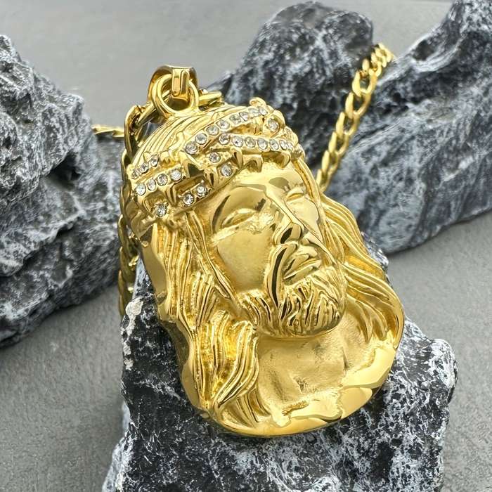 1 Piece Golden Jesus Theme Pendant