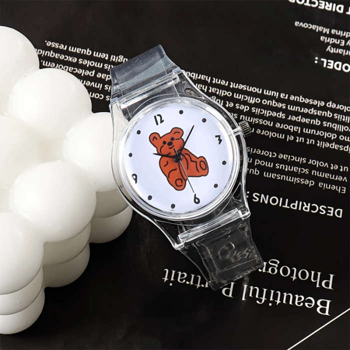 1pc Simple Transparent Student Portable Electronic Watch Color Sent Randomly