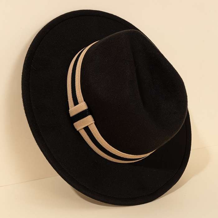 1pc Chic Women'S Fedora Hat with Striped Band: Perfect for Outdoor Events Casual Wear And Parties