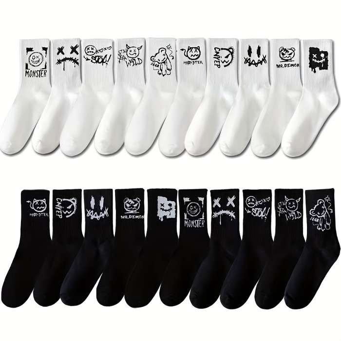 5 Pairs Random White One Size High Elastic Socks