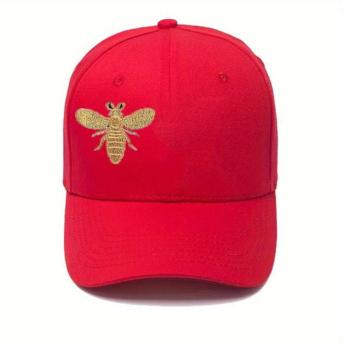 1pc Embroidered Bee Baseball Cap Stylish Sports Sun Protection Hat Adjustable Size Peaked Hat F