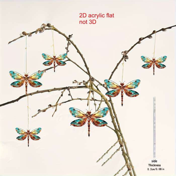1pc 2D Flat    holiday dragonfly ornament acrylic pendant universal festival decorati
