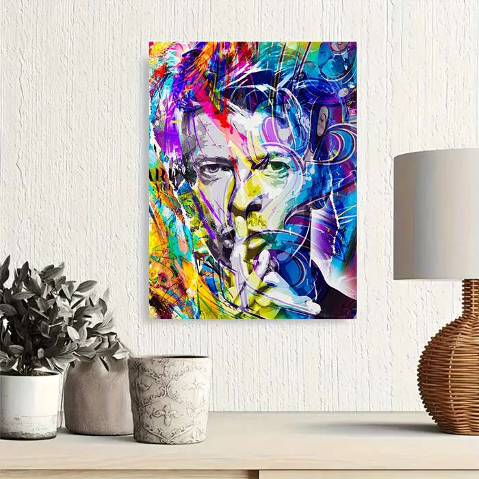 1pc  Framed David Bowie Abstract Portrait Canvas Art 29.97x39.88 cm Pop Art Wall Decor Vibran