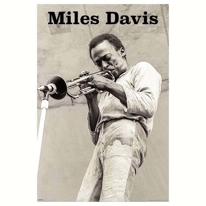 1pc  Frameless Miles Davis with Trumpet Canvas Art Poster 30.48x45.72 cm Black and White Ide