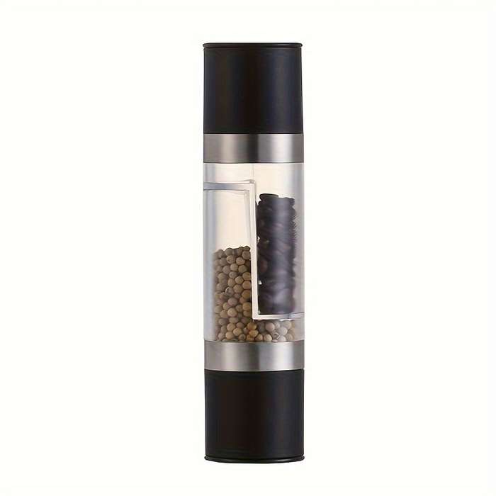 1pc Dual-Function Acrylic Pepper Sea Salt Grinder Sleek Stainless Steel and Transparent Des