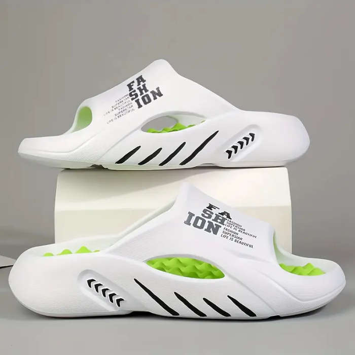 Fashion Slippers White And Green 38-39