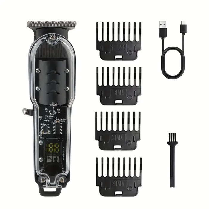 Men'S Hair Clippers, Retro Transparent Body Electric Hair Trimmer for Pompadour Styles, Professional