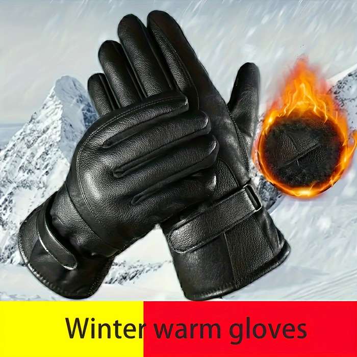1 Pair Black Warm Gloves