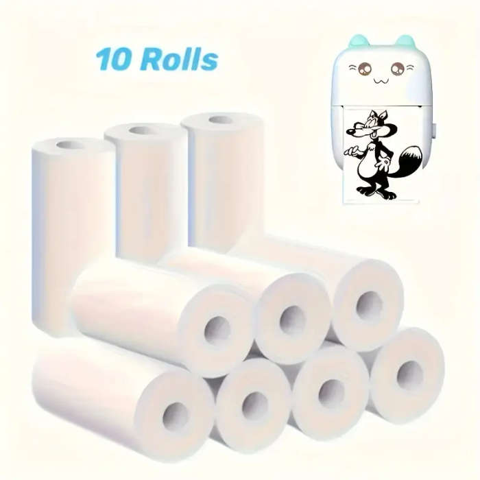 10 Rolls Mini Thermal Paper for Pocket Printers 57mm Wide White Thermal Receipt Paper for Photo Labe