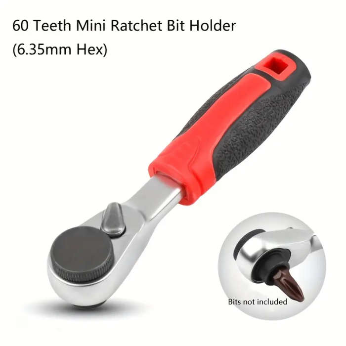 60-Tooth Ratchet Socket Wrench Set Durable Carbon Steel Quick Easy Use with 1/4" Drive Portable