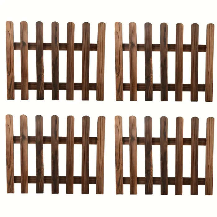 4 Piece Rustic Redwood Garden Fence