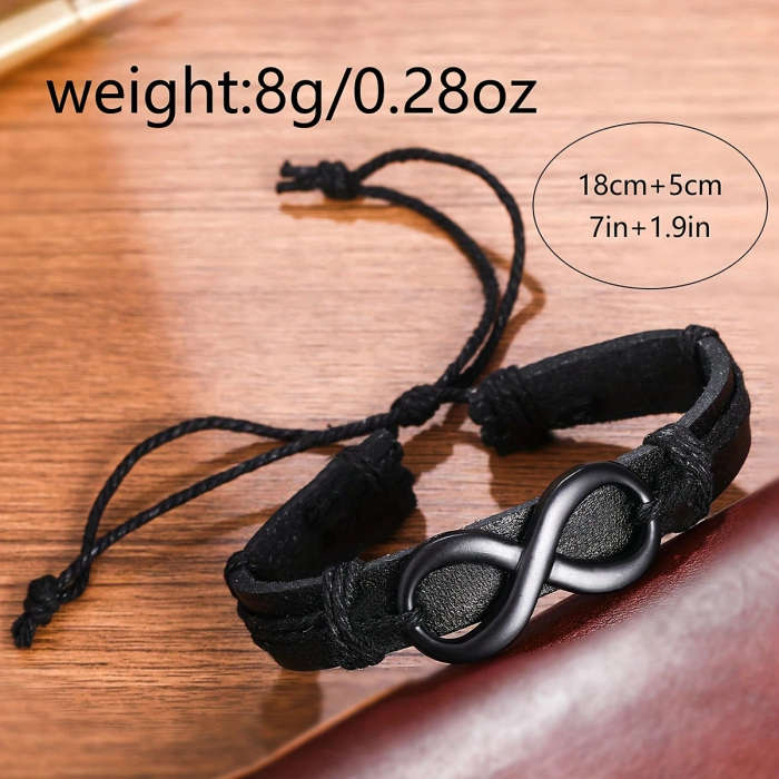 2pcs Men's Sport Digital Watches with Faux Leather Woven Wrap Bands Alloy Case Quartz Movement Black