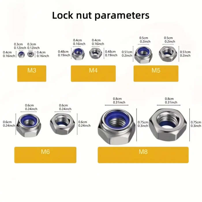 210 Pieces Of Anti-Lock Hexagon Nuts