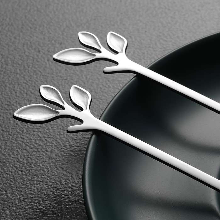 10pcs Stainless Steel Coffee Spoon Elegant Leaf Design Tea Spoon for Desserts Appetizers Ide