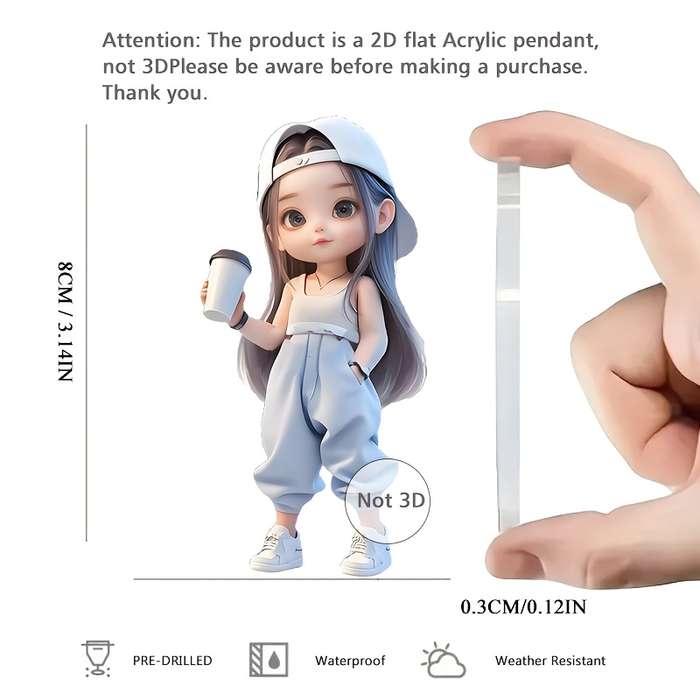 1pc 2D Flat  One piece of  acrylic material fashionable style cool for Man and woman theme
